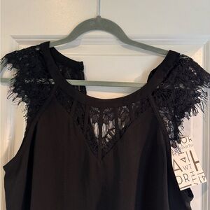 Black Lace Trim Sleeveless Top